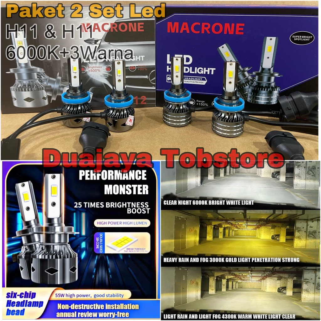 Jual Paket Lampu Led Innova Reborn Headlamp Putih 6000K Foglamp 3Warna ...