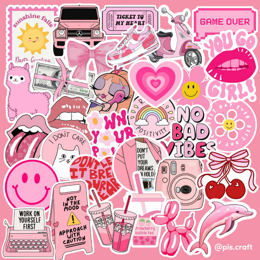 Jual STIKER DECORATION SCRAPBOOK PINK SERIES | Shopee Indonesia