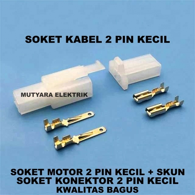 Jual Soket Konektor 2 Pin + Skun / Soket 2 Pin Kecil + Skun/ Soket ...