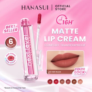 Hanasui Next Level Liplast Cream - Liplast Cream Tahan Lama Pigmented Matte Finish Maximum Coverage Ringan