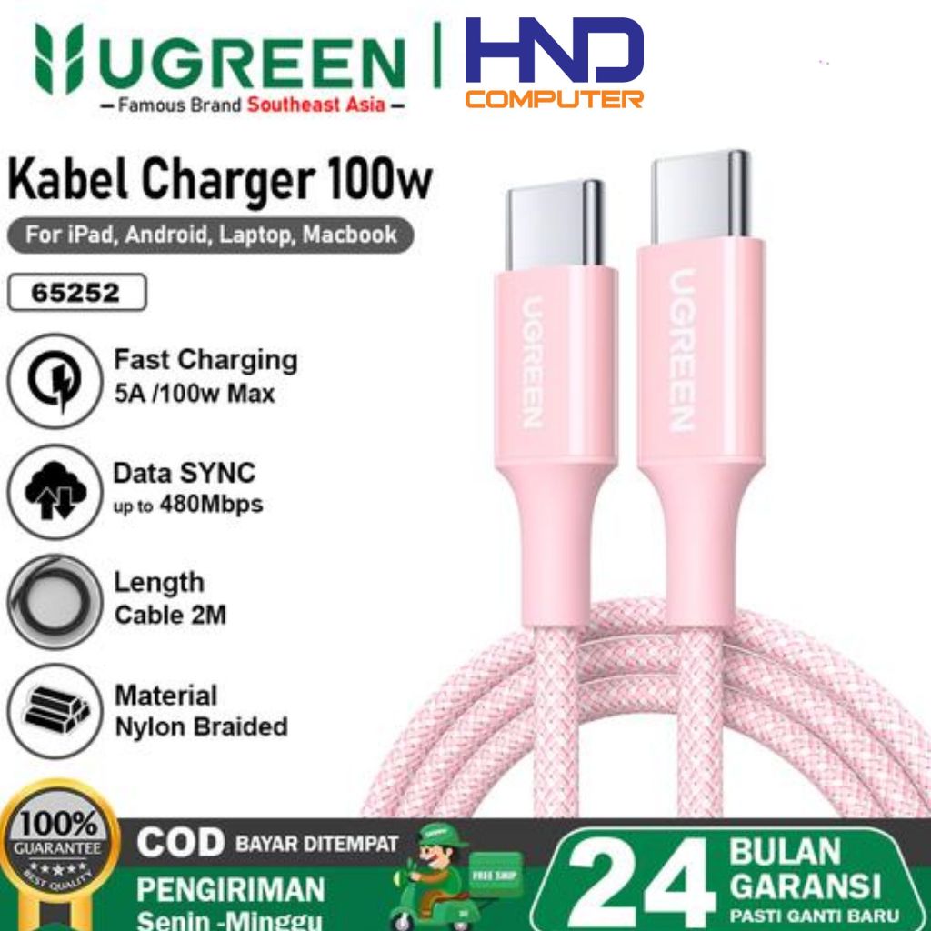 Jual UGREEN kabel Data USB Type C To Type C PD 5A 100W Fast Charging 2 ...