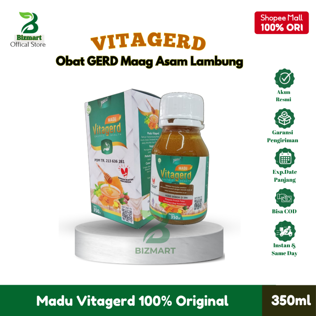 Vitagerd Madu Herbal Obat Gerd Asam Lambung dan Maag Kronis BPOM Ampuh Atasi Masalah Pencernaan