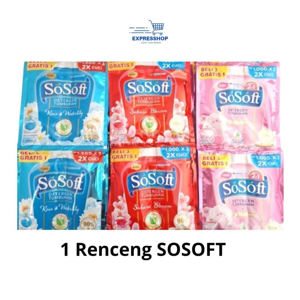 Jual 1 Renceng/16 Sachet SOSOFT Detergent Cair|Sosoft Detergent ...