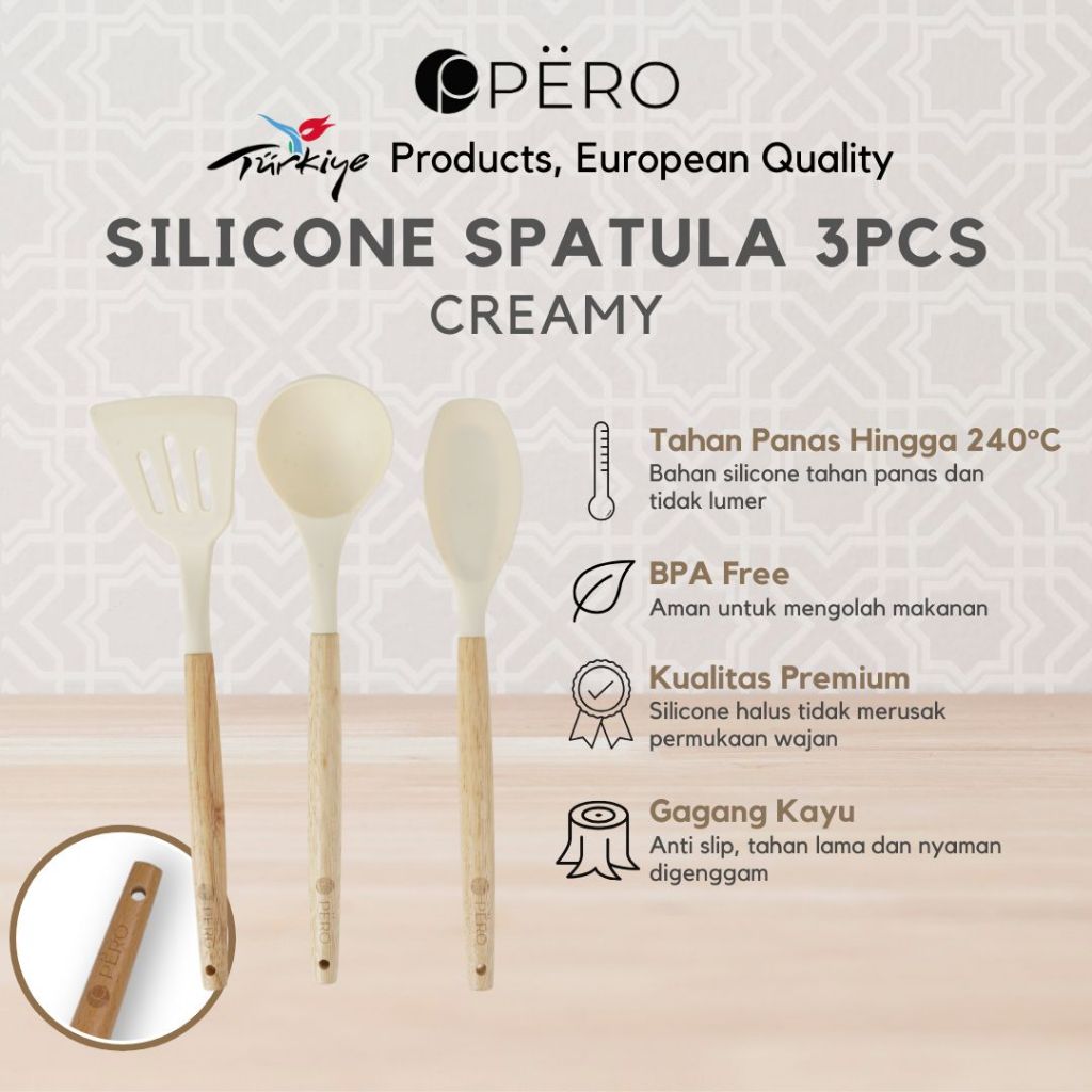Product image Pero Spatula Silicone Set of 3 / Spatula Set Tahan Panas FDA Approved / Spatula Silicone Set of 3