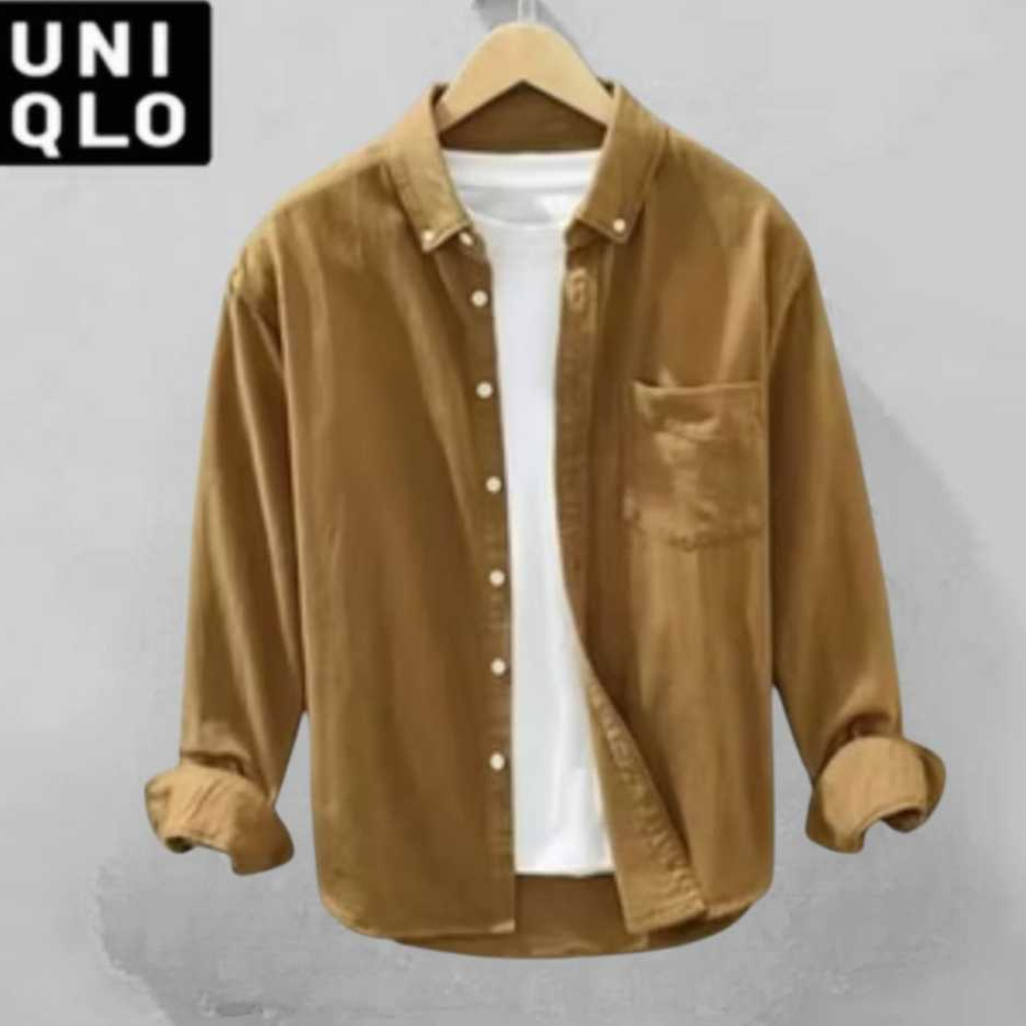 Uniqlo Kemeja Polos Pria Slimfit Atasan Ukuran Jumbo Pakaian Casual - foto 2