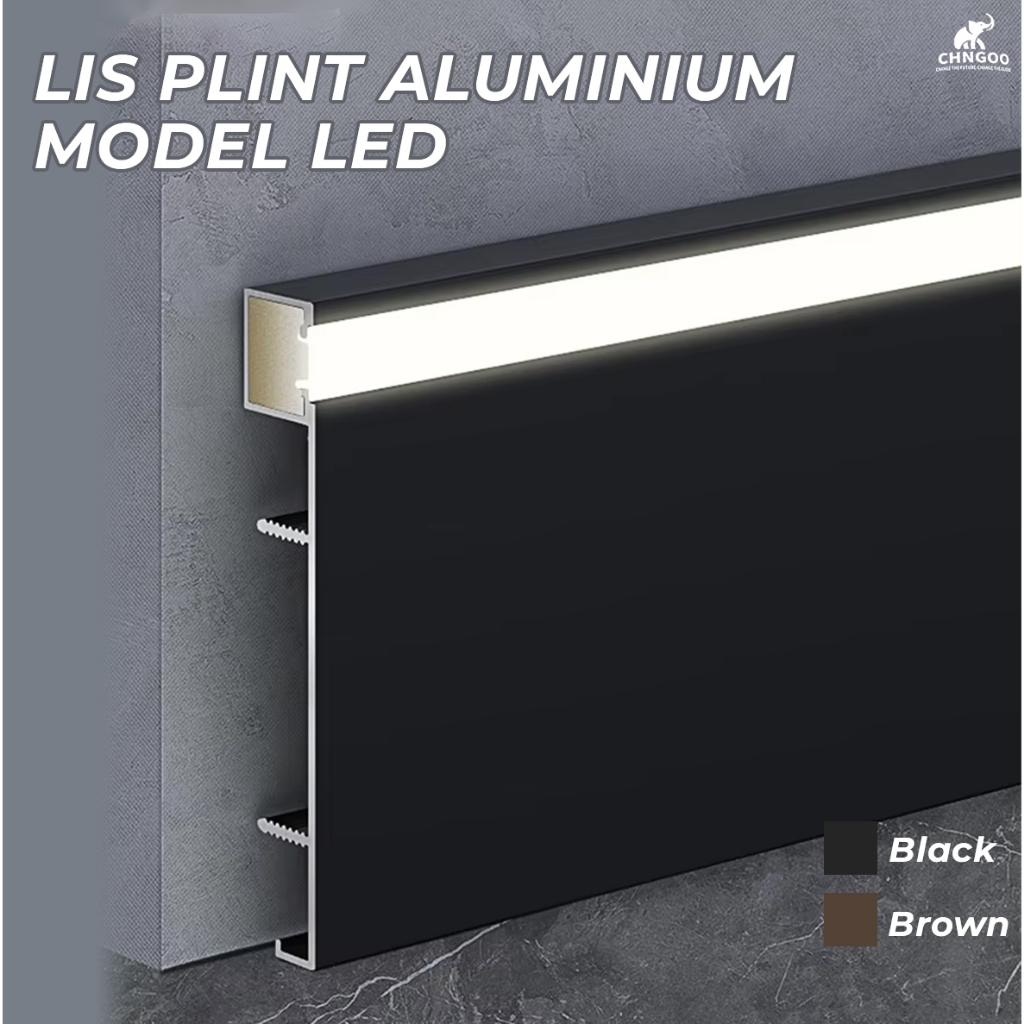 Jual LIS PLINT LAMPU/LED ALUMUNIUM 8CM MODEL LURUS, FLOOR SKRITING ...