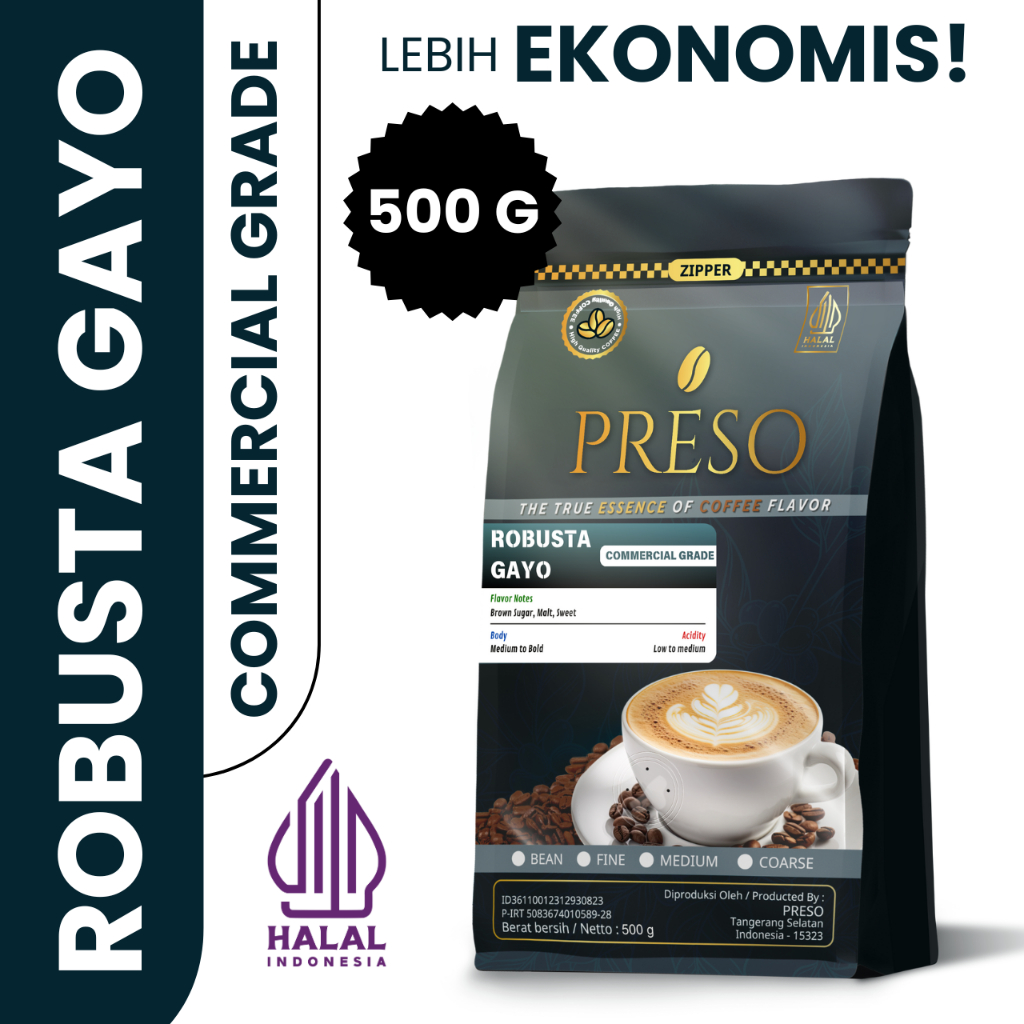 Jual PRESO Robusta Gayo Biji Kopi / Kopi Robusta Commercial Grade 500 ...