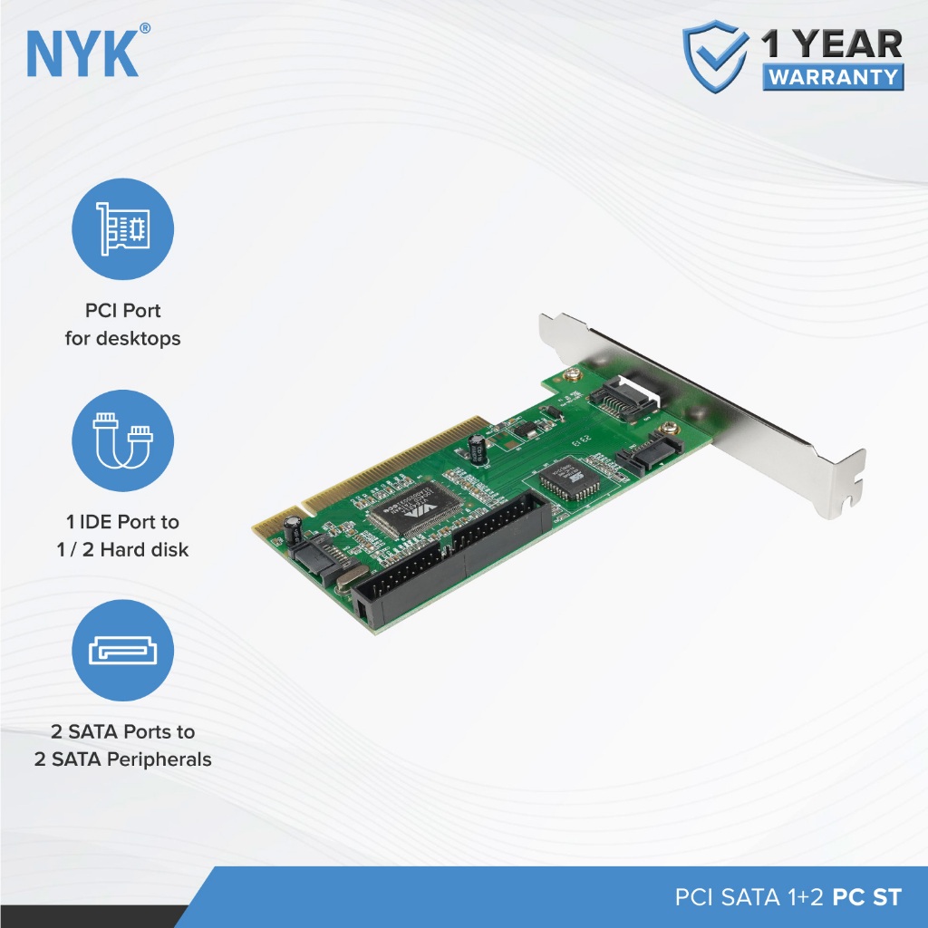 Jual NYK PCI SATA + IDE Card - 2 Port SATA & 1 Port IDE untuk PC ...