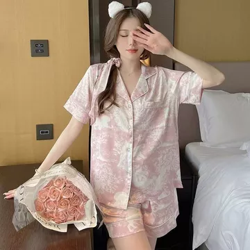 Sleepwear Wanita Korea Style Set Baju Piyama Tidur Wanita Satin Lengan Panjang Tie Dye 2025