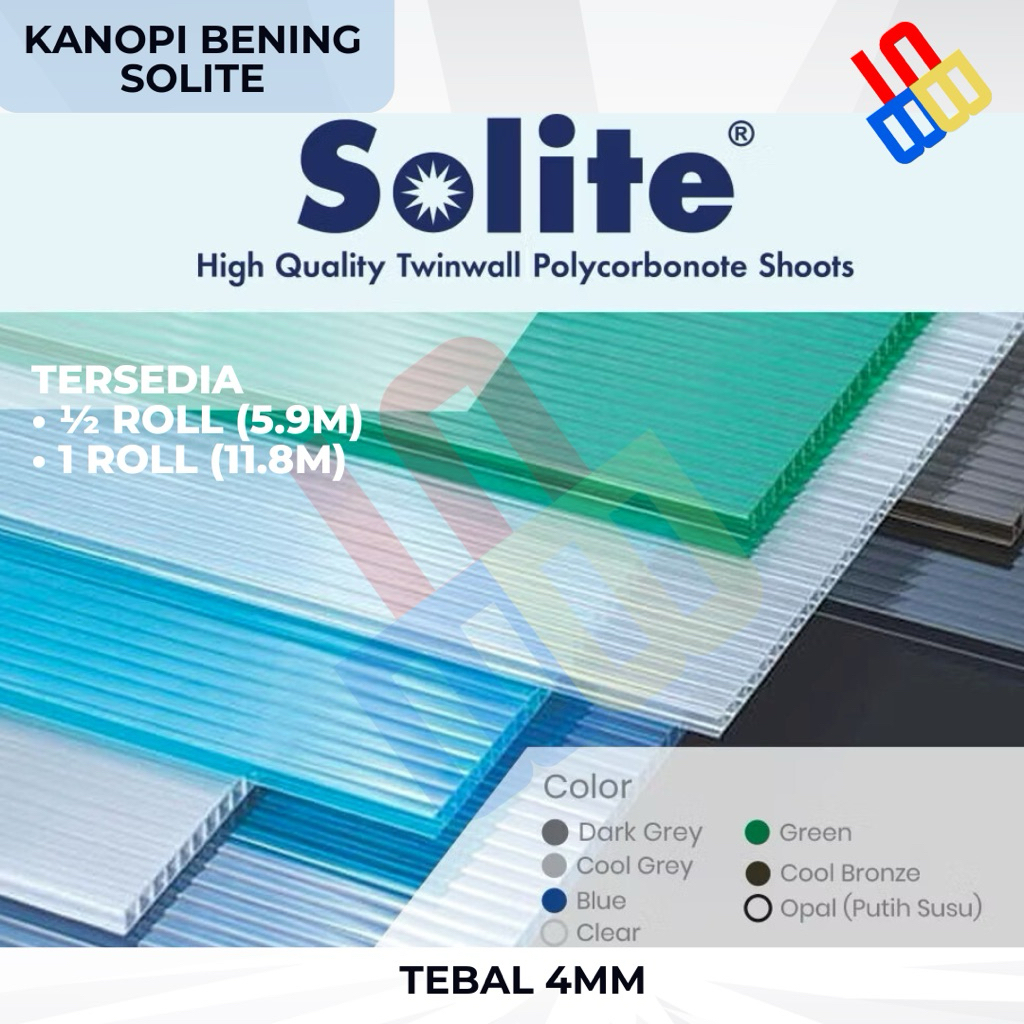 Jual Atap Polycarbonate SOLITE 4mm Flat Transparant Clear 1/2 ROL ...
