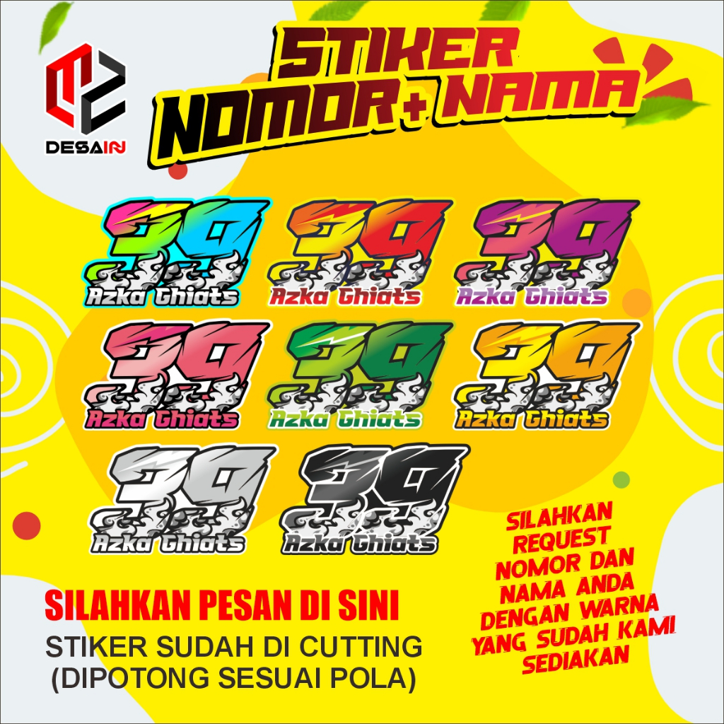 Jual STIKER NOMOR DENGAN NAMA MODEL RACING PRINT DAN CUTTING 9X5 CM ...