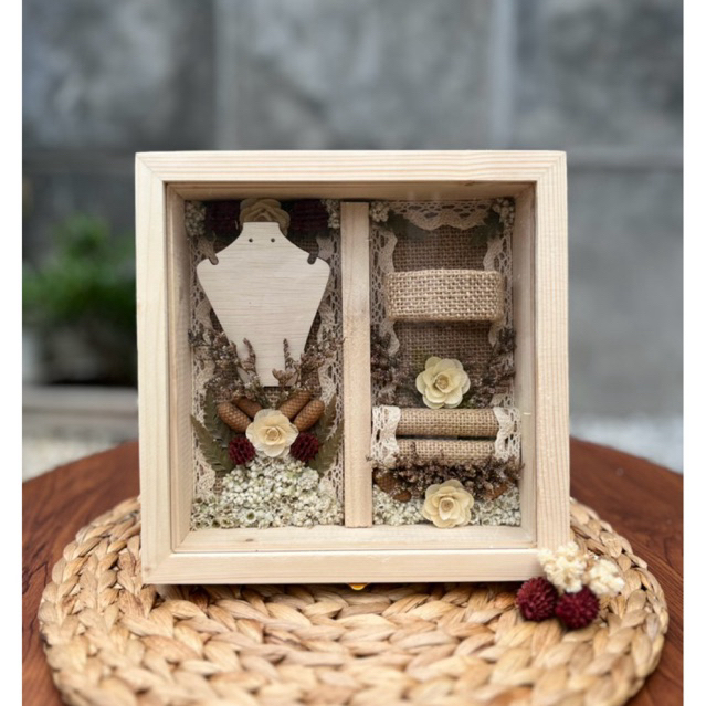 READY STOCK!!! Kotak mahar 3in1 multifungsi custom / Kotak seserahan kayu jati Belanda