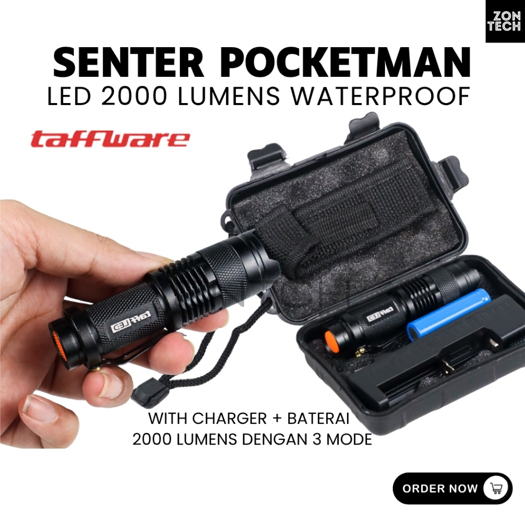 Jual Lampu Senter Aluminium Alloy LED Flashlight 2000 Lumens Zoom ...