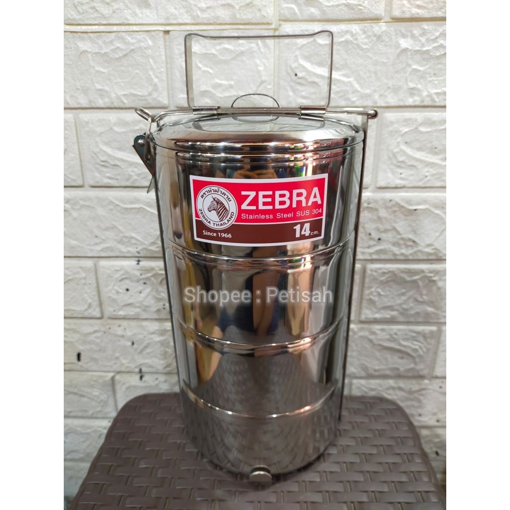 Jual Rantang Susun 4 Stainless Steel Zebra Jepit / Rantang Zebra 14x4 ...
