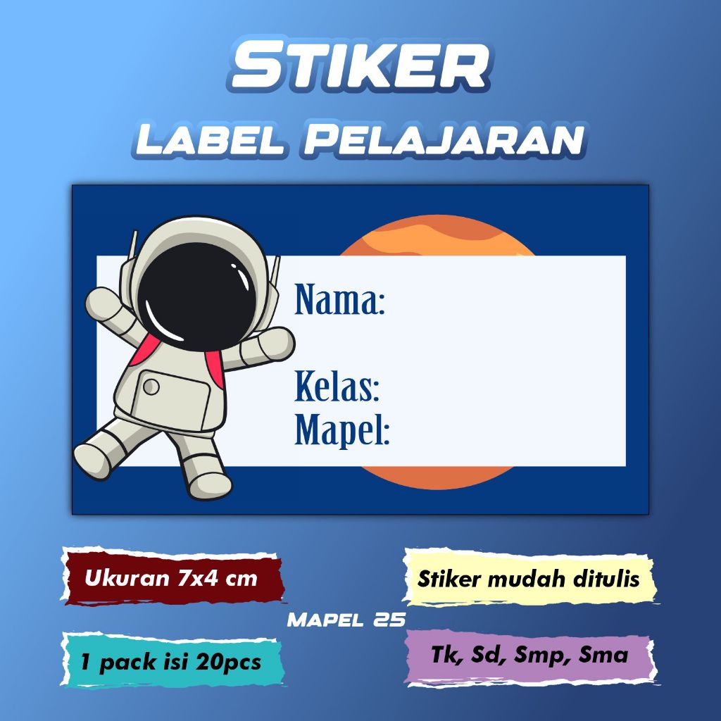 Jual Stiker Label Pelajaran Nama Kelas Karakter | Shopee Indonesia