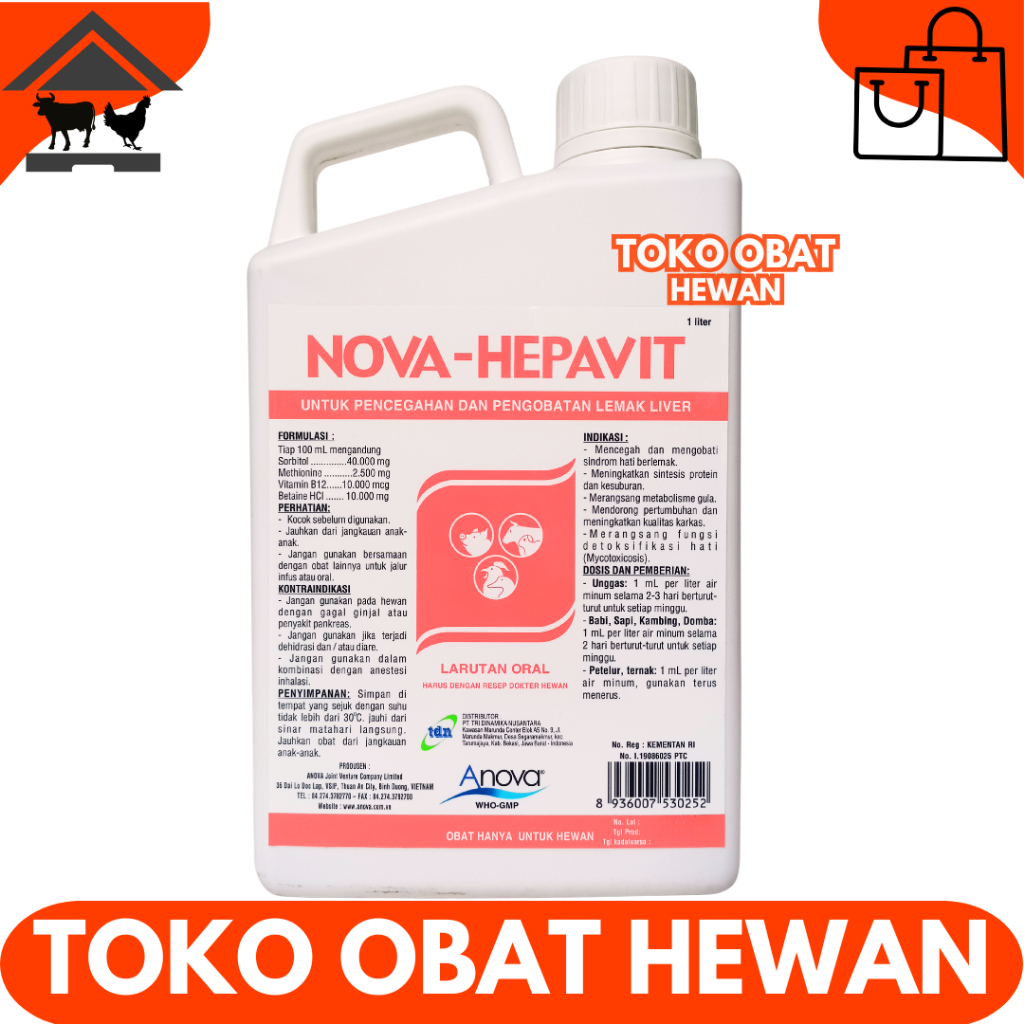 Jual NOVA HEPAVIT 1 LITER - Vitamin Ternak Hepatoprotector Perbaiki ...