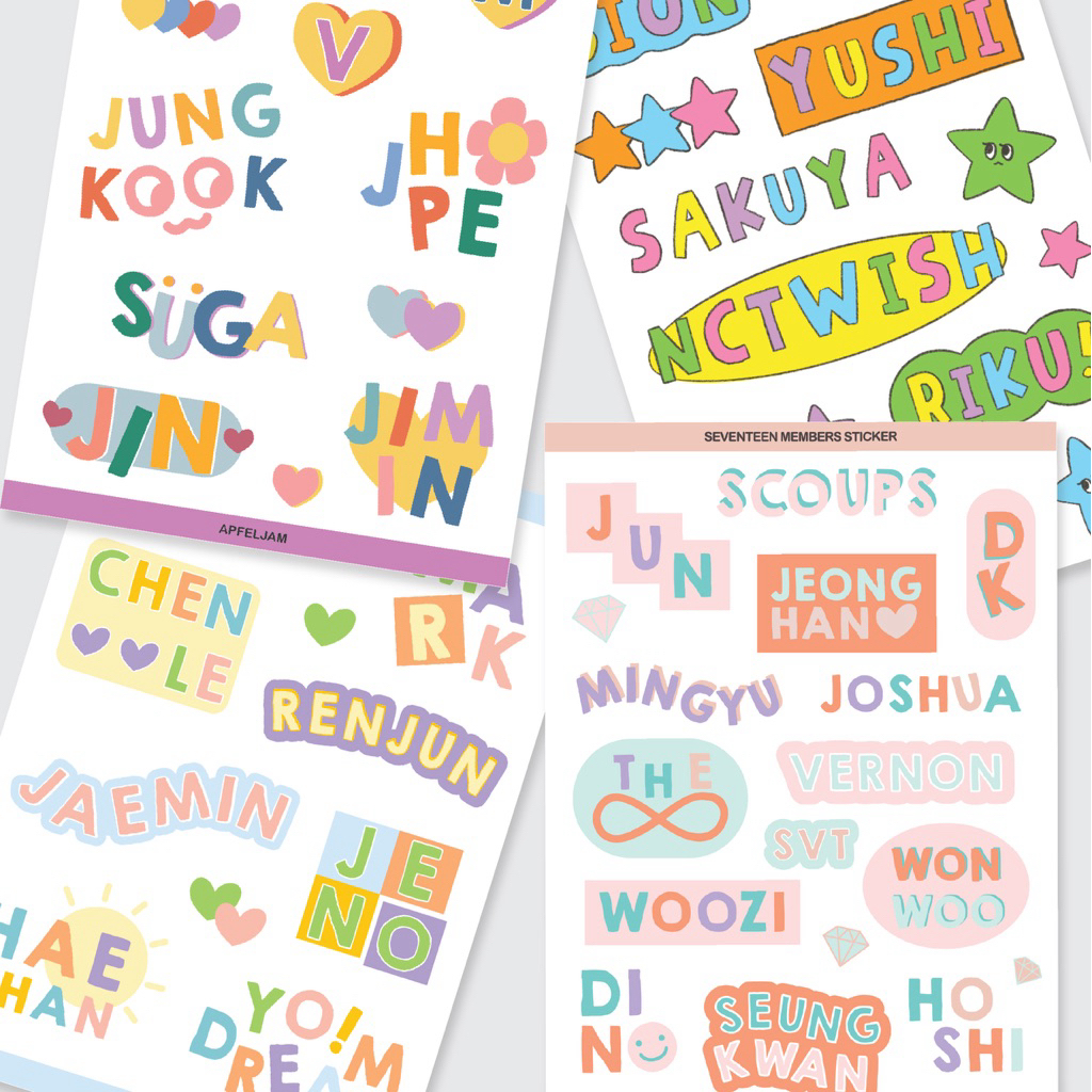 Jual KPOP Member Sticker Set Bangtan NCT Wayv Seventeen Riize Exo ...
