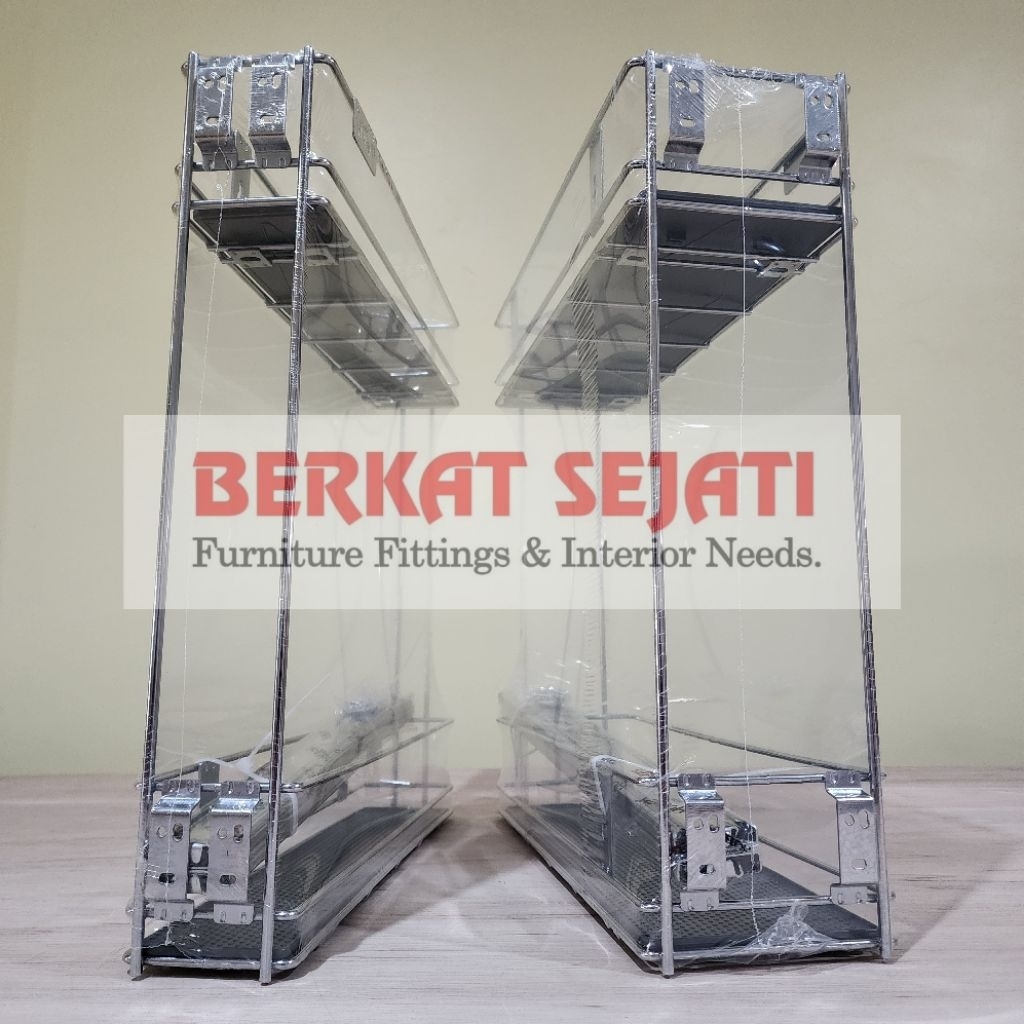 Jual Rak Botol Tarik Rel Samping 2 Susun Bumbu Gelas Dapur Kitchen ...