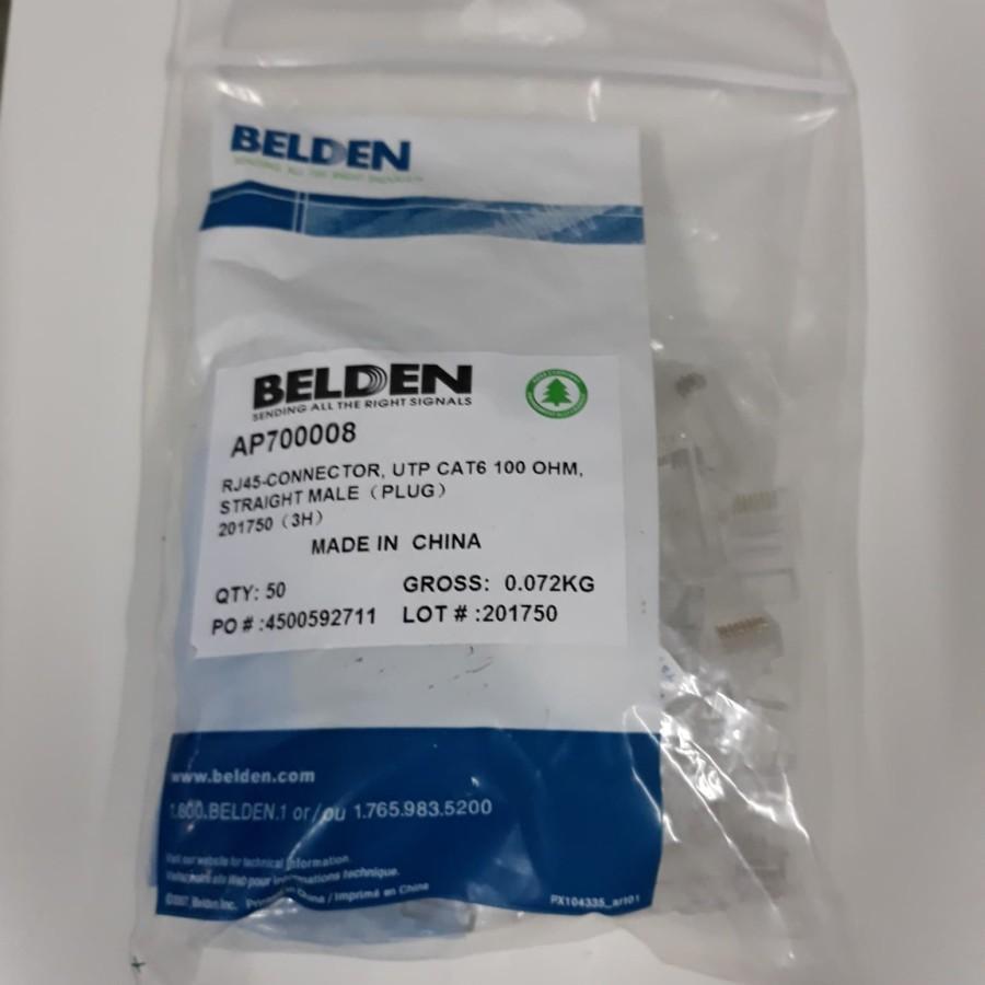 Jual Connector Belden RJ45 Cat6 1pack isi 50 ORIGINAL Cat 6 UTP LAN RJ ...