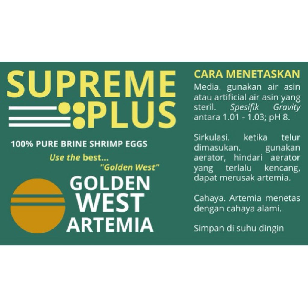 Jual Artemia supremeplus supreme plus asli golden west 10gram | Shopee ...