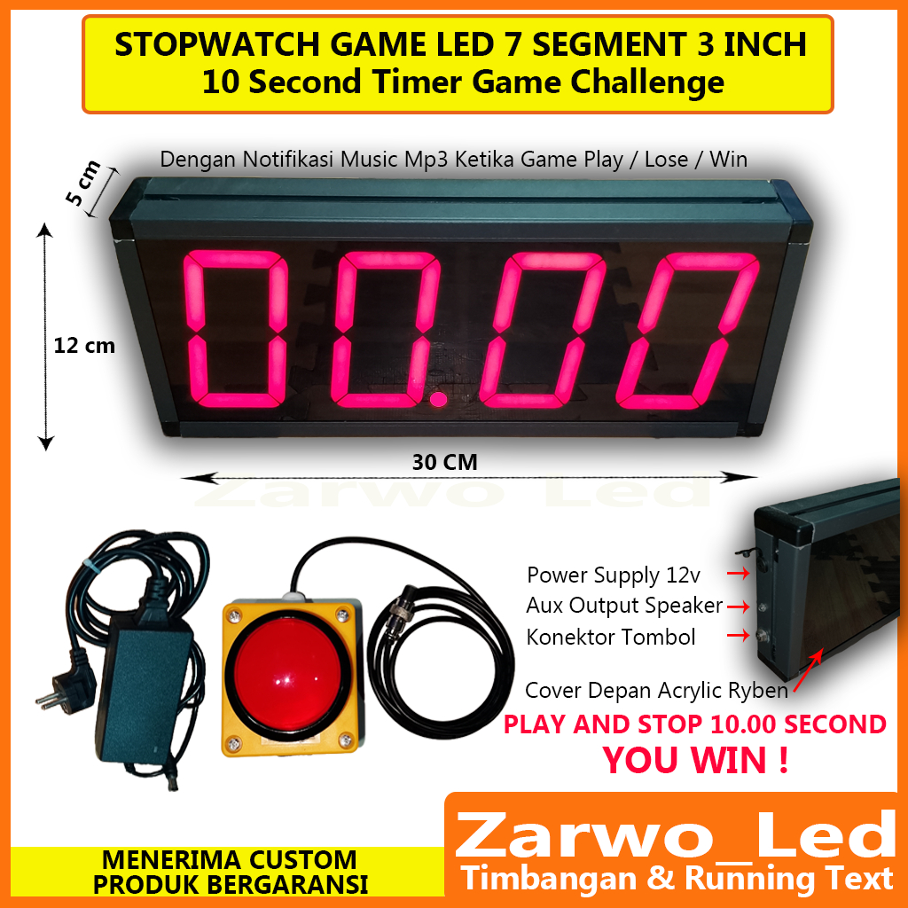 Jual Stopwatch 10 second timer game challenge-led 7 segment 3 inch ...