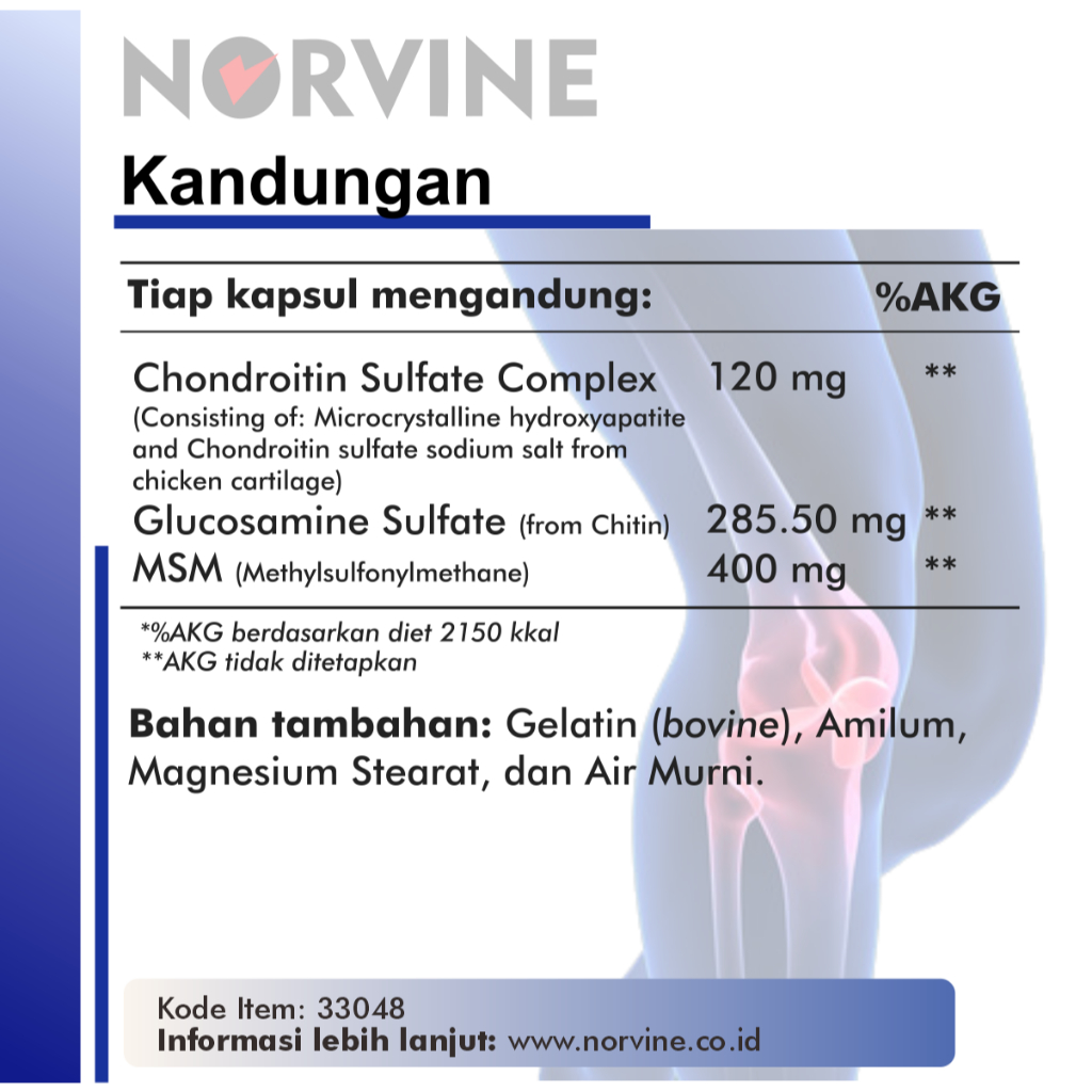 Jual Norvine Triple Glucosamine Chondroitine & MSM & Calcium Magnesium ...