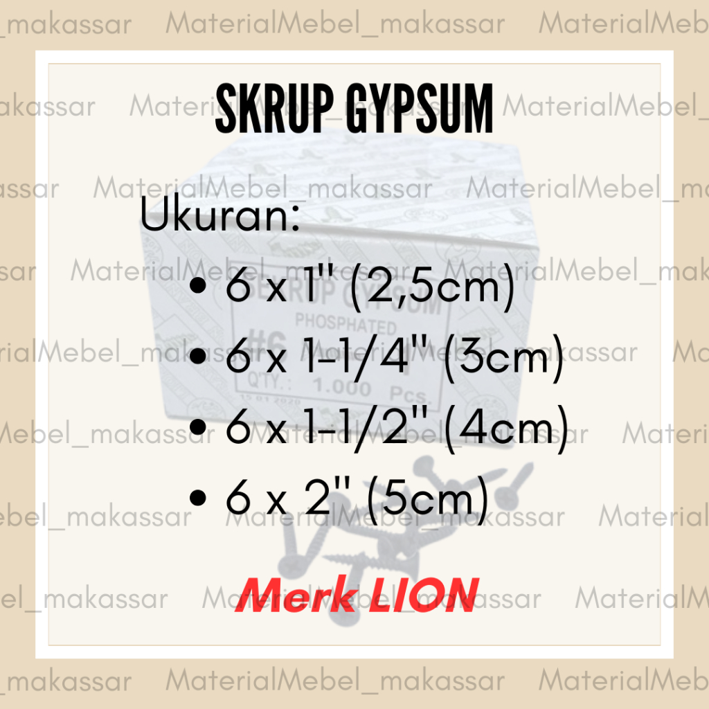Jual *100pcs* Skrup Gypsum / Skrup Plafon PVC / Skrup Hitam / Skrup ...