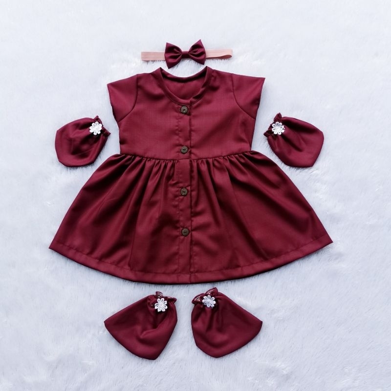 Jual DRESS BAYI NEWBORN / Baju bayi perempuan / baby dress aqiqah 0 - 6