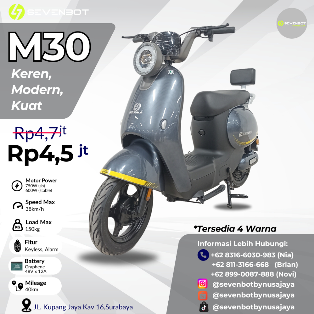 Jual SEPEDA LISTRIK SEVENBOT M30 BLACK - SEPEDA LISTRIK | Shopee Indonesia