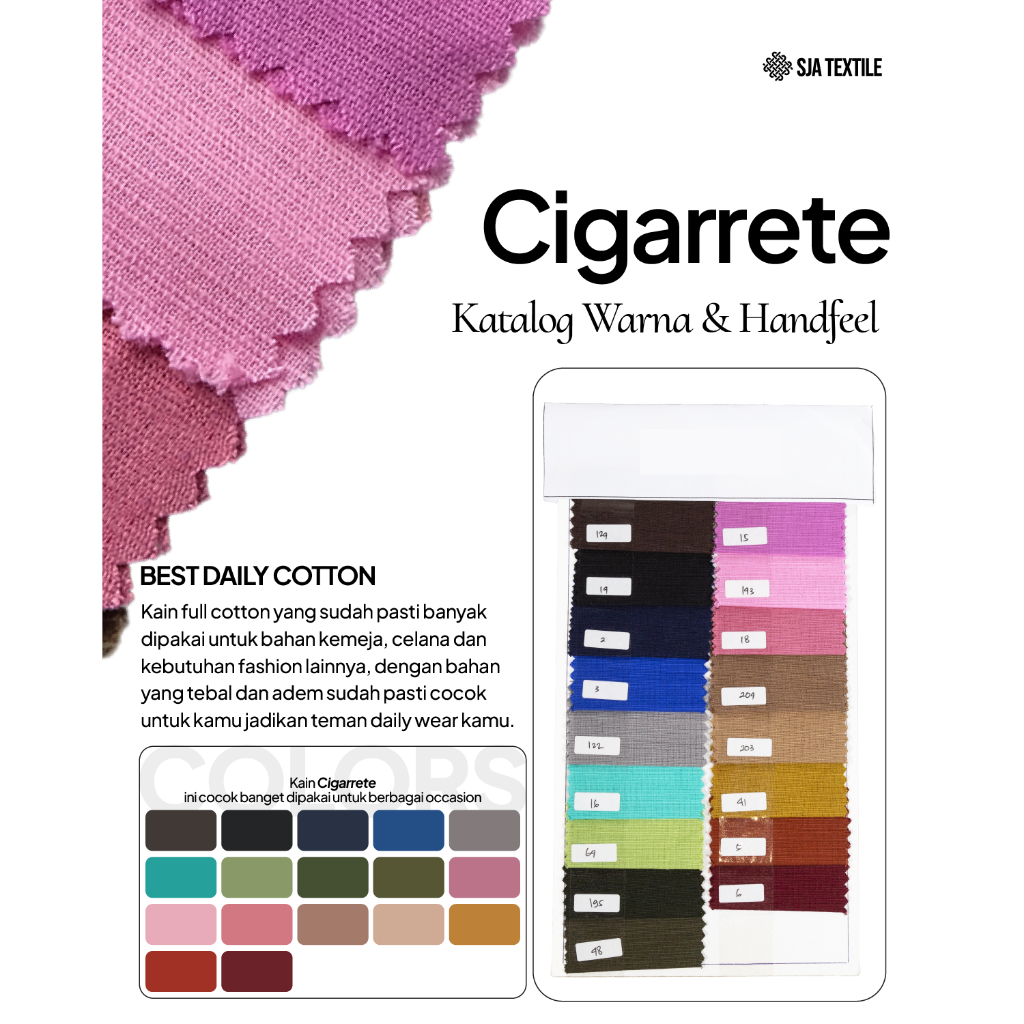 Jual Katalog Kain Cigaret by SJA Textile Catalogue Kain Handfeel ...