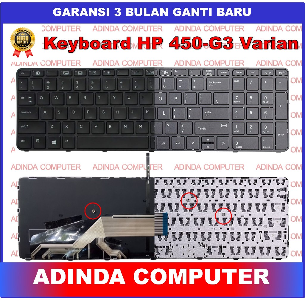 Tastiera USB Retroilluminata Per HP ProBook 650 G2/G3 E 655 G2/G3 - Layout Italiano (QWERTY) - Nuova