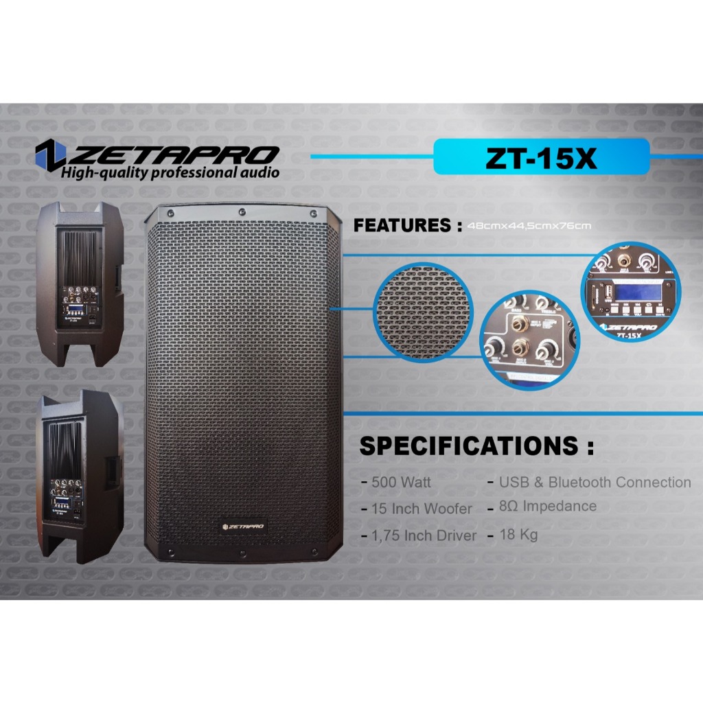 Jual Speaker Aktif 15 Inch ZETAPRO ZT15X | ZT 15X | ZT 15 X Original ...