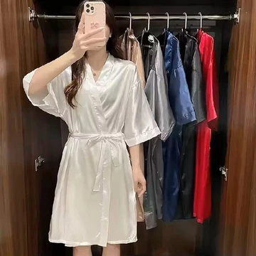 Baju Tidur Piyama Kimono Wanita Korea Sexy Women Silk Satin