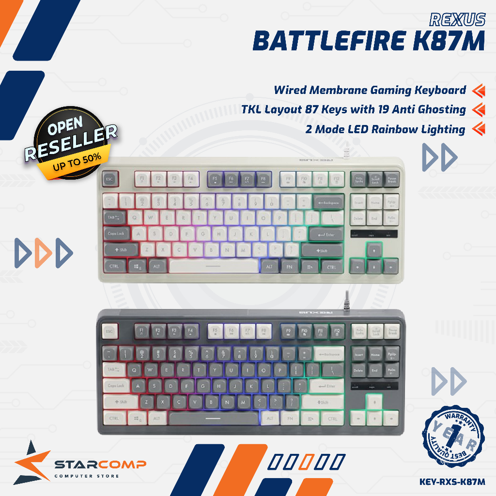 Jual Rexus Battlefire K87M / Rexus K87M Wired Gaming Keyboard Membrane ...