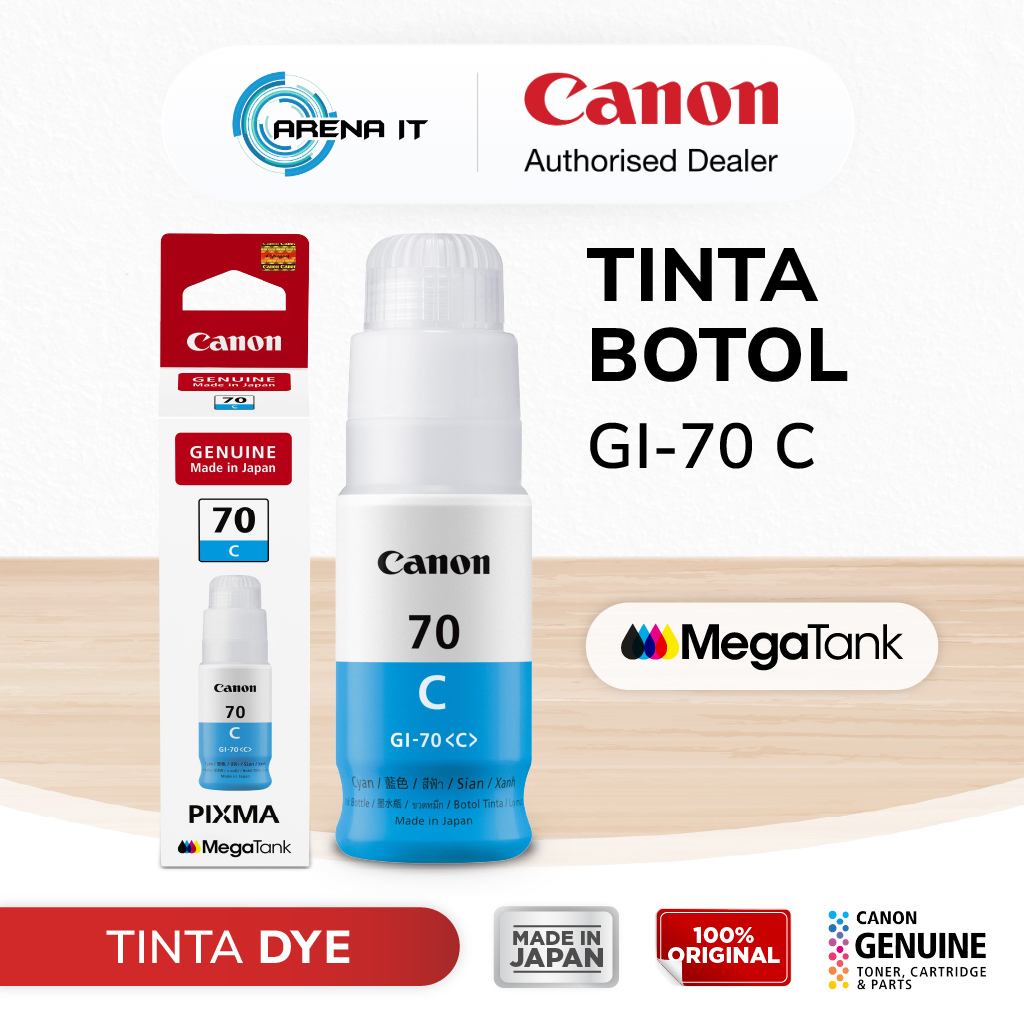 Tinta Original Canon 70 Cyan GI70C - Tinta Canon G5070 G6070 G7070 GM2070 GM4070