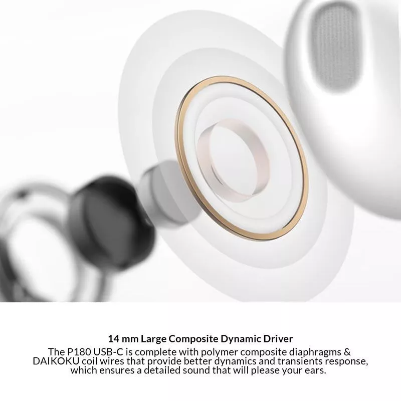 Edifier Earphone P180 Plus USB-C Hi-Res Certification-White