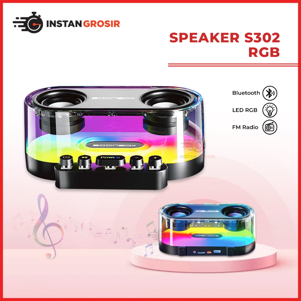 Jual Speaker Bluetooth Soonbox S302 LED RGB speker Wireless music bass ...