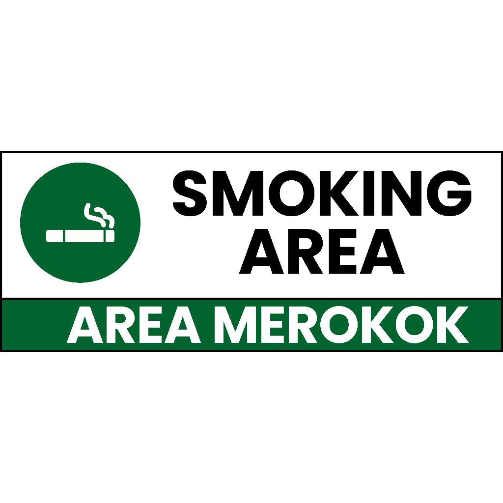 Jual STIKER LABEL TANDA SIMBOL DILARANG MEROKOK,AREA MEROKOK 30cmx10cm ...