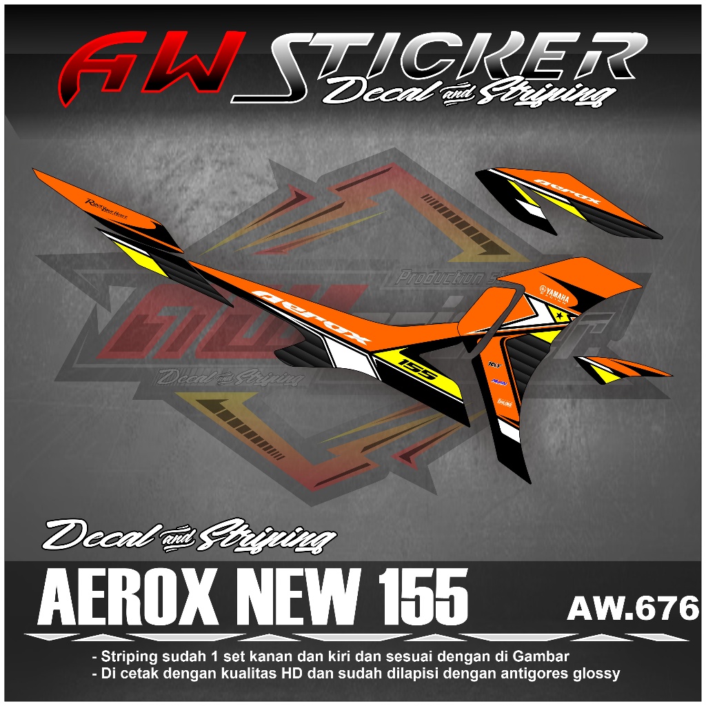 Jual Striping Sticker Motor Yamaha Aerox 155 Semifull Desain Racing ...