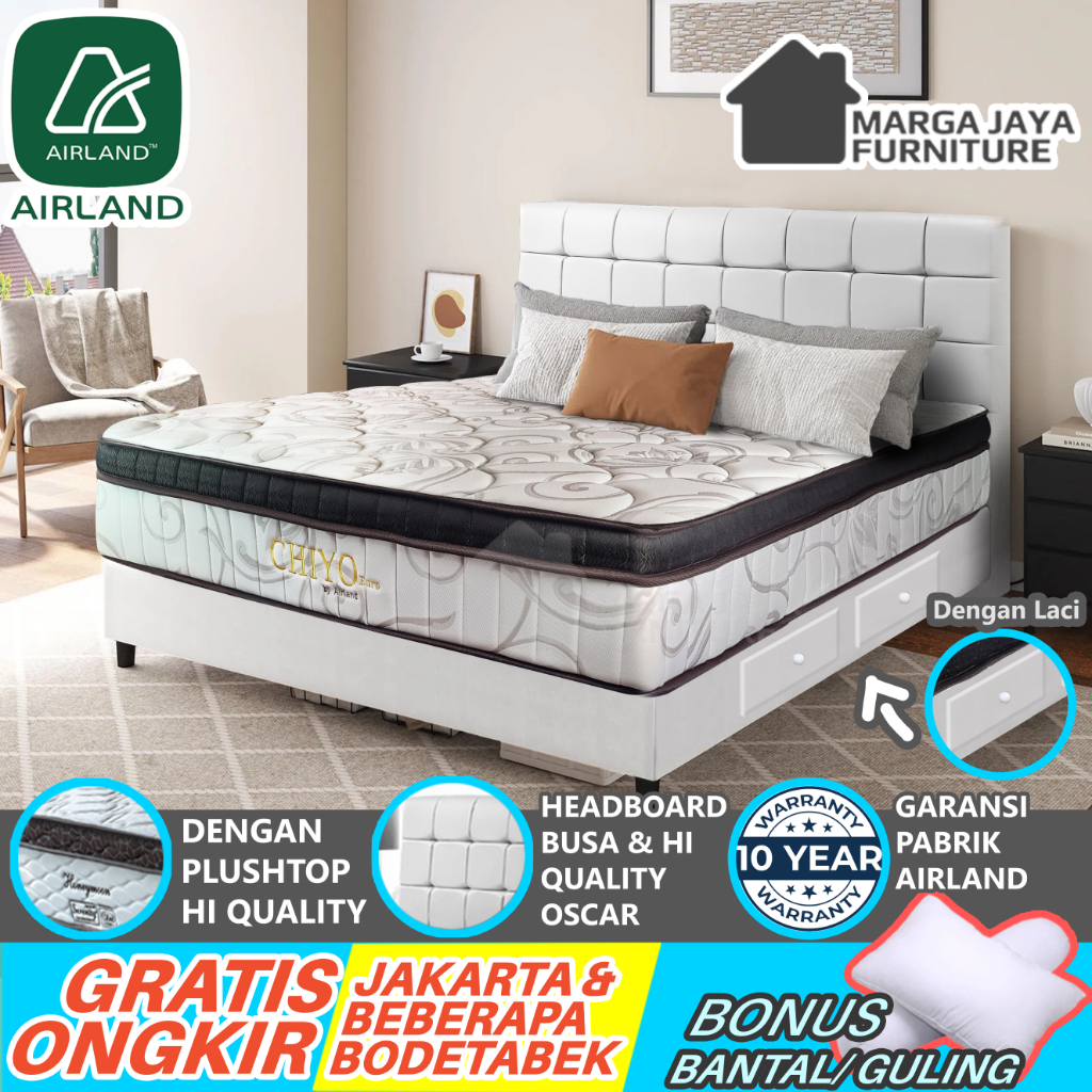 Jual Spring Bed AIRLAND CHIYO Euro Plush Top SET Kasur + Divan ...