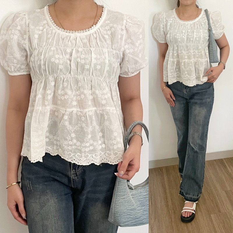 Jual CLOTHIER | Millie Baby Doll Top - Puffy Sleeves Atasan Wanita ...