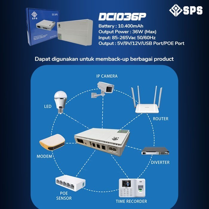 Jual SPS DC UPS Mini Powerbank Router Modem Orbit Backup Battery CCTV ...