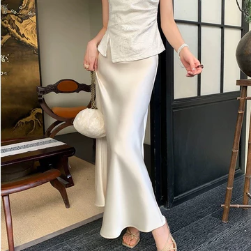 Rok Satin Maxi Premium Satin Rok Satin Panjang Rok Duyung Satin Flowy Mermaid Skirt Hijab