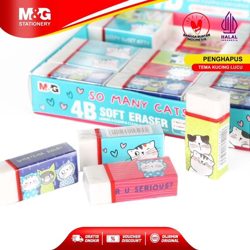 Jual M&G Penghapus Pensil Eraser Kertas 4B Mini Karakter Motif Kucing ...