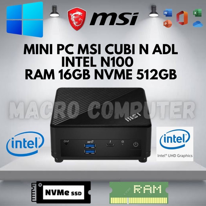 Jual Mini PC MSI Cubi N ADL S FULLSET + WINN 11 +RAM +SSD -INTEL N100 ...