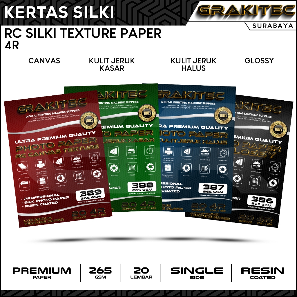 Jual Grakitec Kertas Foto Silki 4R isi 20 Lembar | Doff Texture Kulit ...