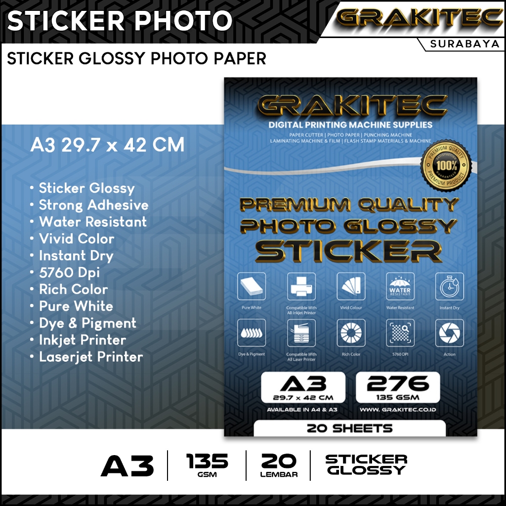 Jual Sticker Glossy Photo Paper Premium A3 Isi 20 Lembar ( Kertas Foto ...