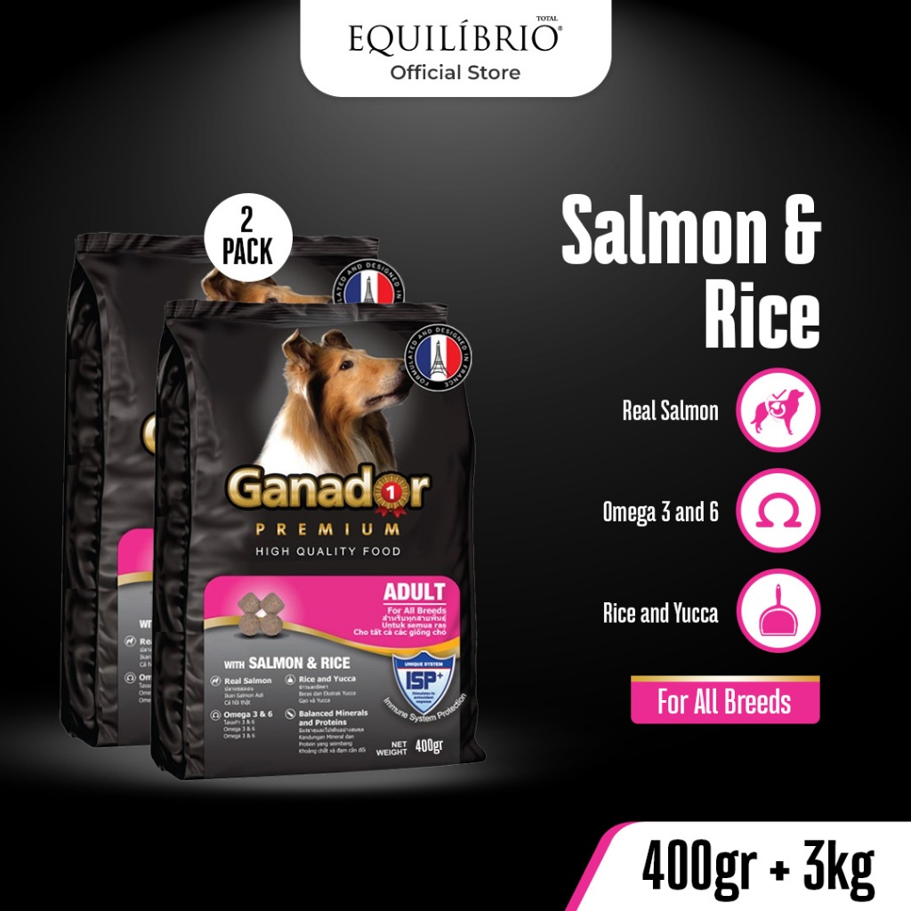 Jual Ganador Premium Adult Salmon & Rice 3 kg + FREE 400 gram - Makanan ...