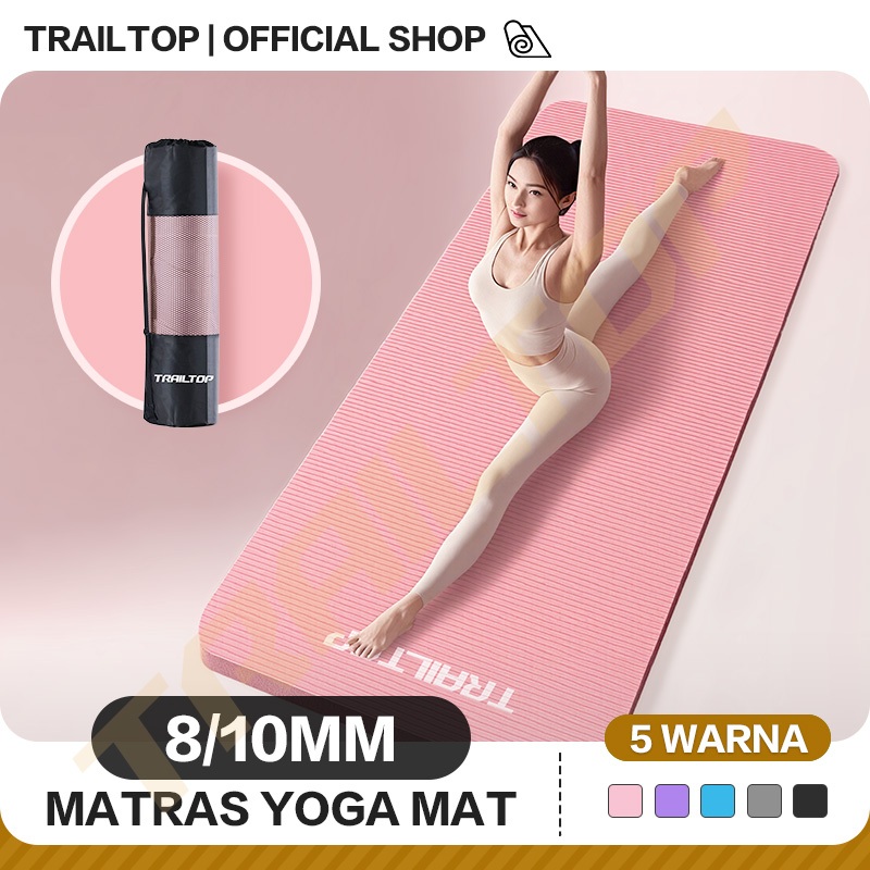 TrailTop Yoga Mat NBR Matras Olahraga With Tas Matras Yoga Anti Slip Karpet Olahraga Tebal 8-10mm