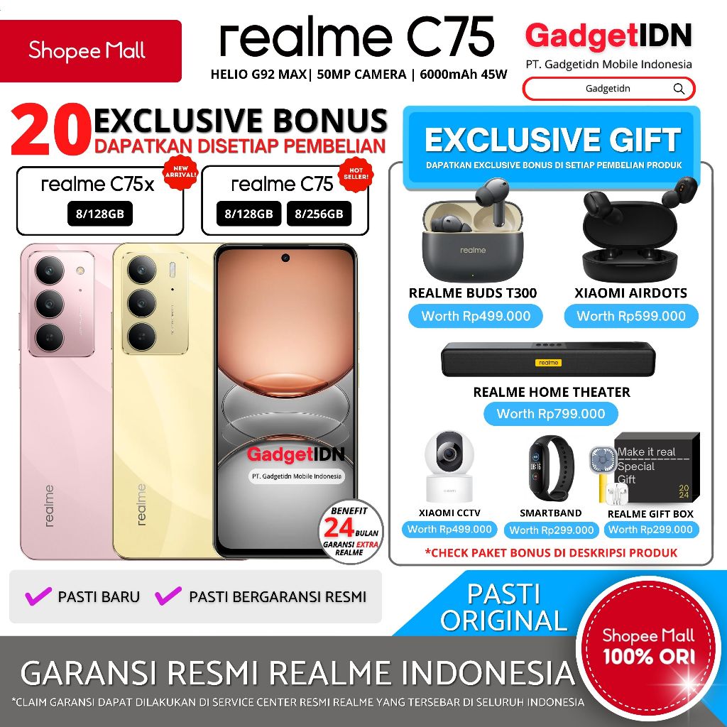 Jual REALME C75 NFC 8/256GB +16GB Extended RAM Garansi Resmi